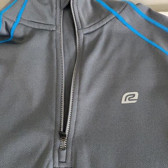 Road Runner Pro Velocity half zip pullover M  Gray with Turquoise Stitching - Picture 8 of 12